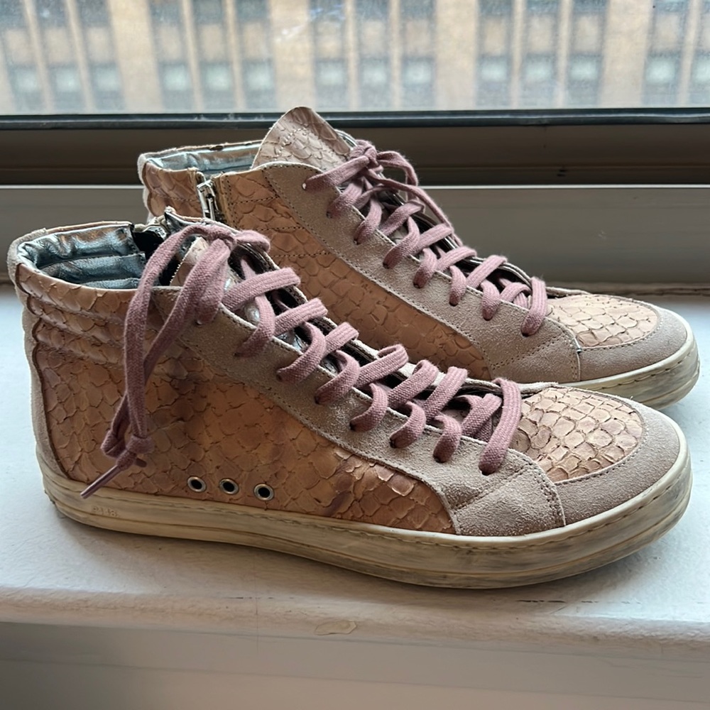 P448 mid top sneakers size 8.5 dusty pink snakeskin